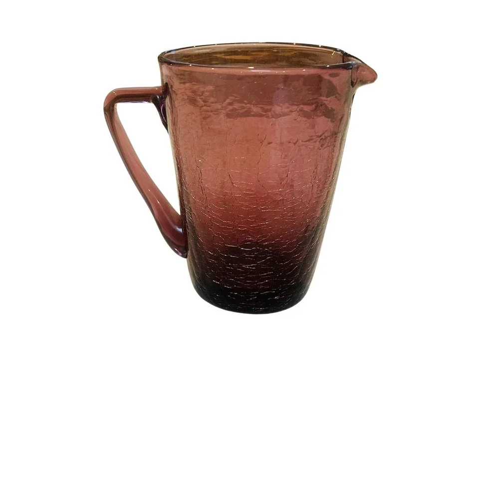 Purple‎ Crackle Glass Pitcher Beverage Server Drink Dispenser Kitchen Decor